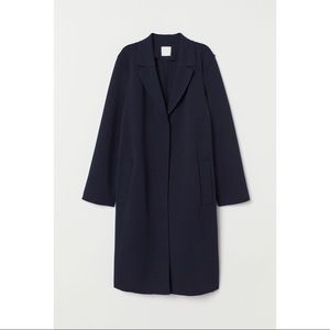 💖 Navy Blue H&M Long Coat Size 16/48